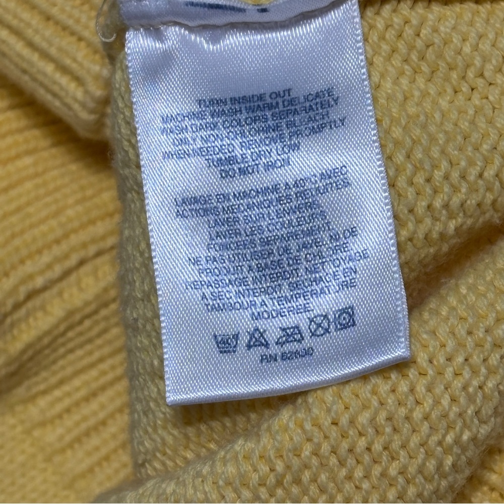 Lands End 100% Cotton Sz Ladies Large Knitted Yellow Vest Preppy Teacher Vintage - Picture 5 of 5